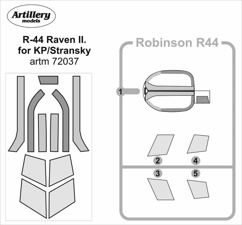Artillery M72037 1:72 Robinson R-44 Raven II canopy frame paint mask
