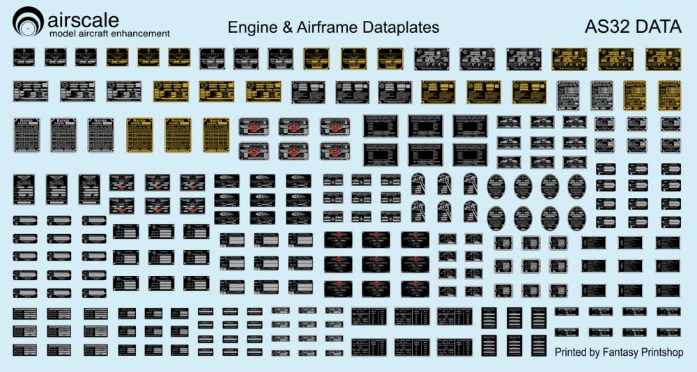 Airscale AS32DATA 1:32 Metallic Placards & Data Plates Allied and Axis WWII
