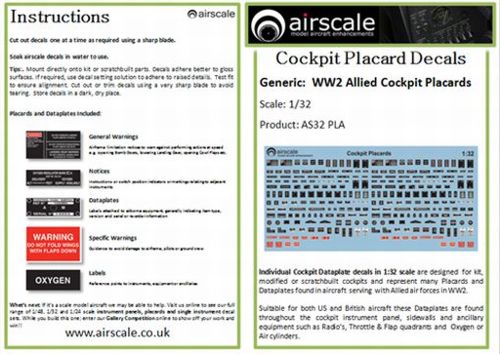 Airscale AS32PLA 1:32 Cockpit Placards & Dataplates (x260)