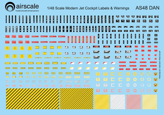 Airscale AS48DAN 1:48 Modern Cockpit Data and Warning decals.