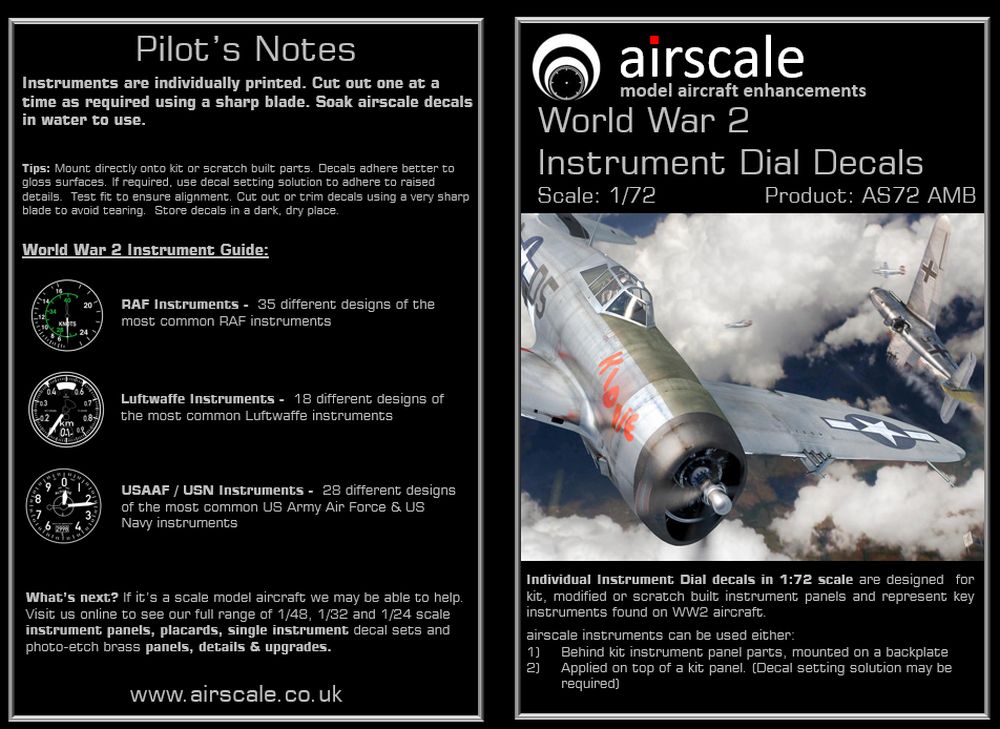 Airscale AS72AMB 1:72 WWII aircraft instrument Superset