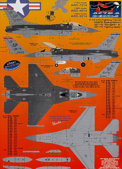 Astra Decals ASD-3214 1:32 Lockheed-Martin F-16C/D Fighting Falcon USAFE Spangdahlem