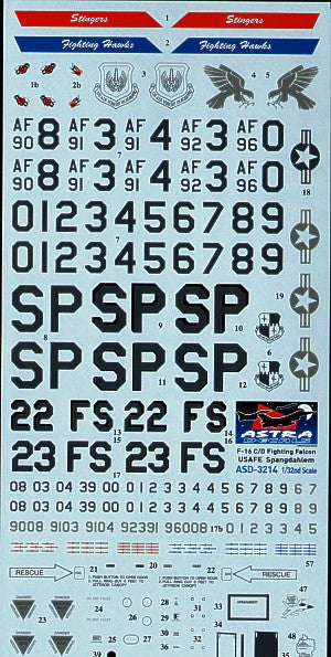 Astra Decals ASD-3214 1:32 Lockheed-Martin F-16C/D Fighting Falcon USAFE Spangdahlem