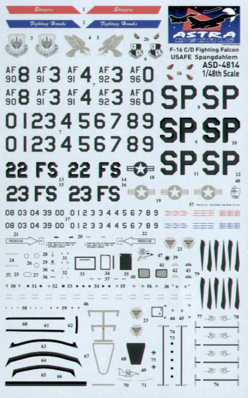 Astra Decals ASD-4814 1:48 Lockheed-Martin F-16C/D Fighting Falcon USAFE Spangdahlem SP
