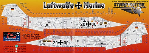 Astra Decals ASD-7217 1:72 Lockheed F-104/TF-104G Starfighter German Air Force Stencilling