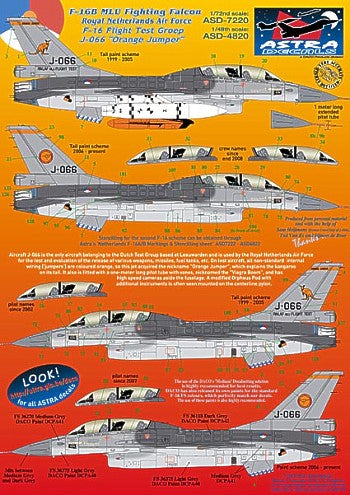 Astra Decals ASD-7220 1:72 General-Dynamics F-16B MLU Fighting Falcon Royal Netherlands Air Force