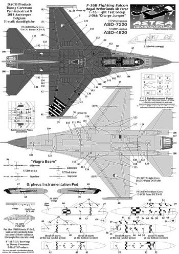Astra Decals ASD-7220 1:72 General-Dynamics F-16B MLU Fighting Falcon Royal Netherlands Air Force