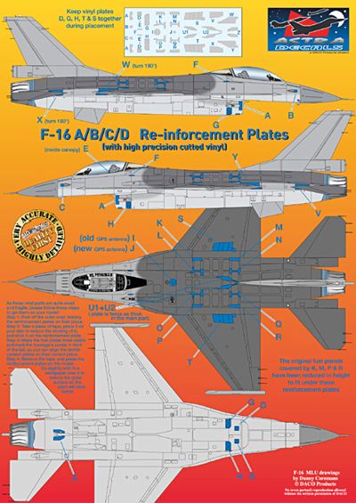 Astra Decals ASD-7222 1:72 General-Dynamics F-16A/BC/D Reinforcement Plates (Vinyl)