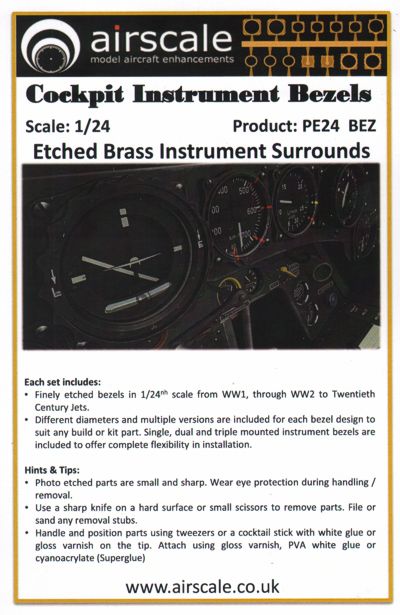 Airscale PE24BEZ 1:24 Instrument Bezels