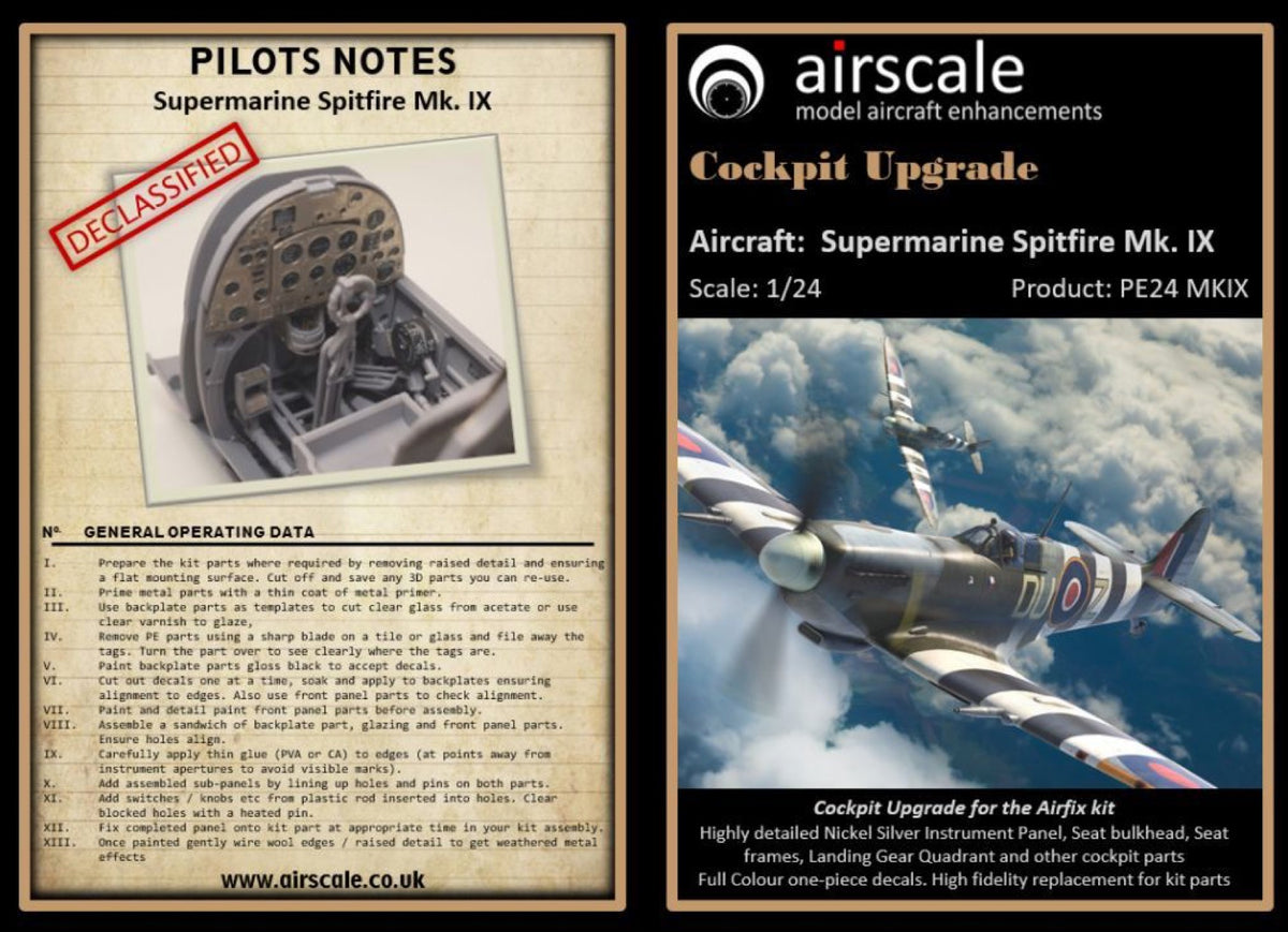 Airscale PE24MK1X 1:24 Supermarine Spitfire Mk.lXc Cockpit Upgrade Set