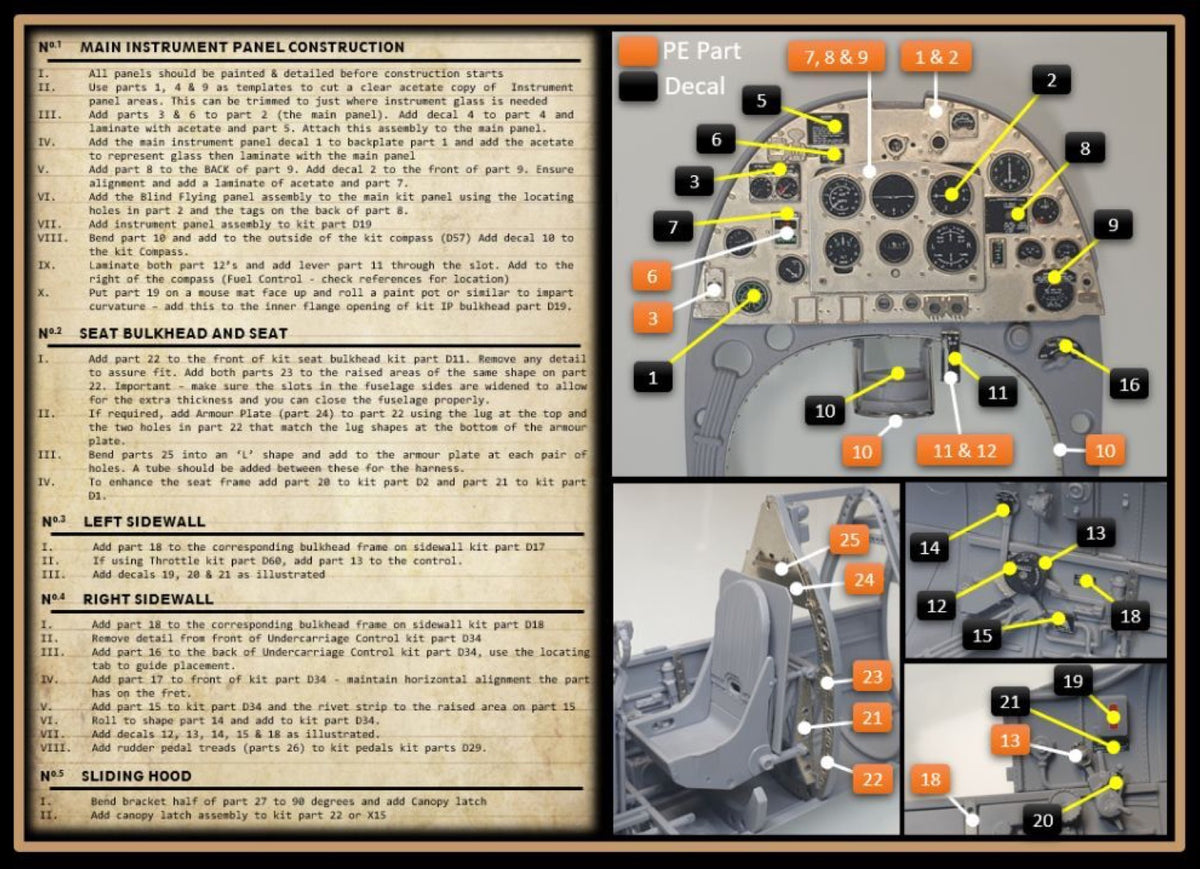 Airscale PE24MK1X 1:24 Supermarine Spitfire Mk.lXc Cockpit Upgrade Set