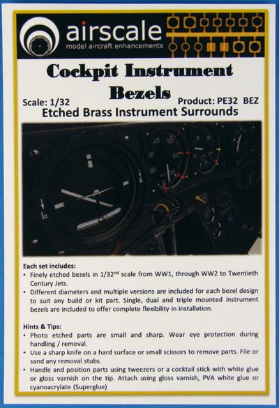 Airscale PE32BEZ 1:32 Instrument Bezels. German, RAF, U.S. instrument bezels
