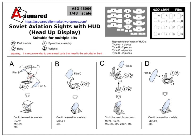 A-Squared AASQ48006 1:48 Soviet Aviation Sights with HUD