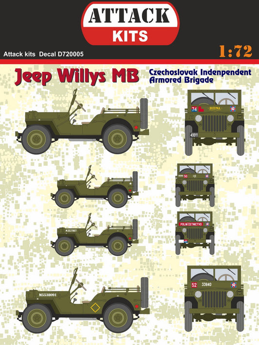 Attack Kits D72005 1:72 Jeep Willys MB CIAB (Czechoslovak Independent Armoured Brigade) Decals