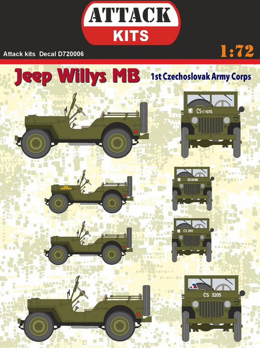 Attack Kits D72006 1:72 Jeep Willys MB Cz. Army Corps