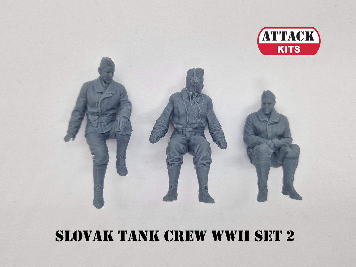 Attack Kits AT-RE72514 1:72 Slovak WWII tank crew, Set 2 (3x fig, sitting) 3D printed parts