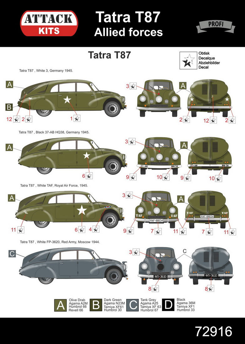 Attack Kits 72916 1:72 Tatra 87 'Allied Forces'