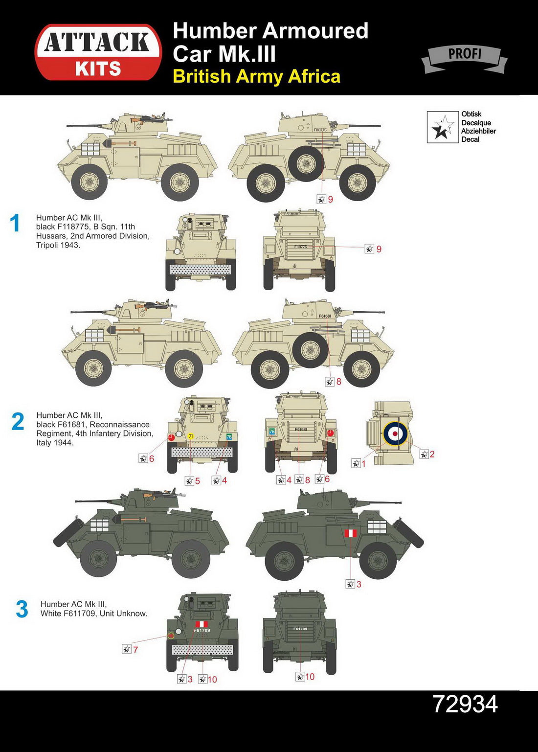 Attack Kits 72934 1:72 Humber Armoured Car Mk.III British Army in Africa & Italy