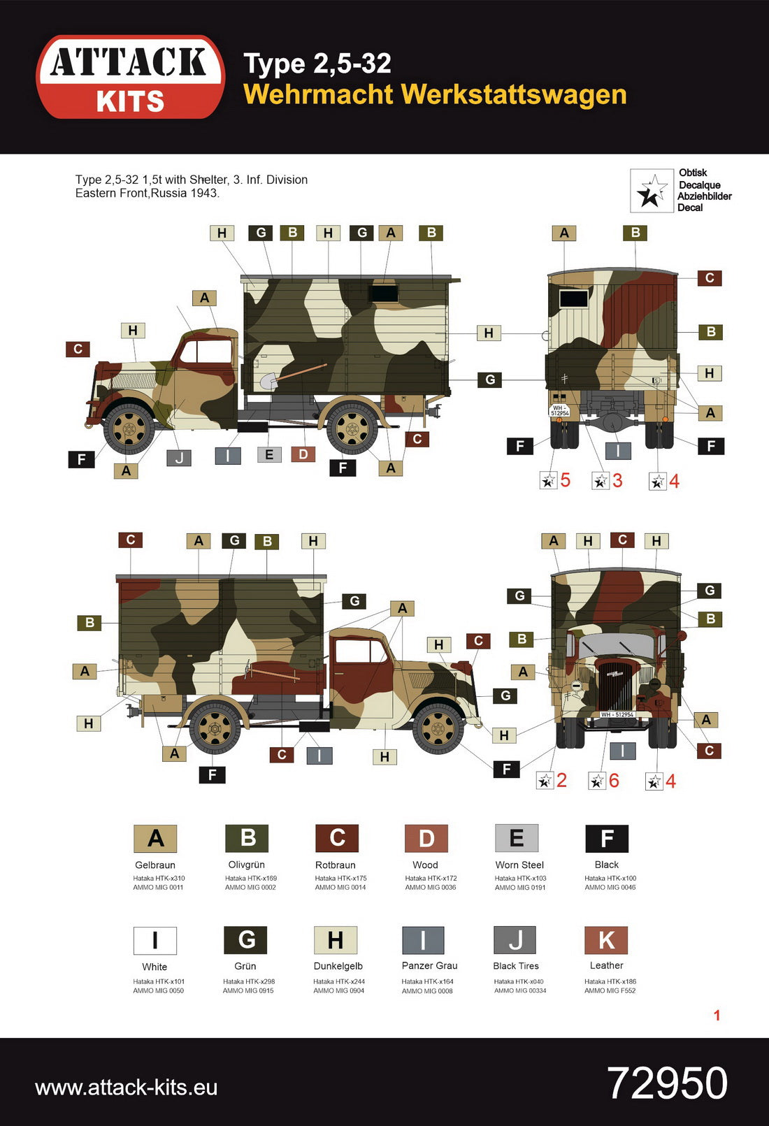 Attack Kits 72950 1:72 Opel Blitz (Type 2,5-32) Wehrmacht Werkstattwagen