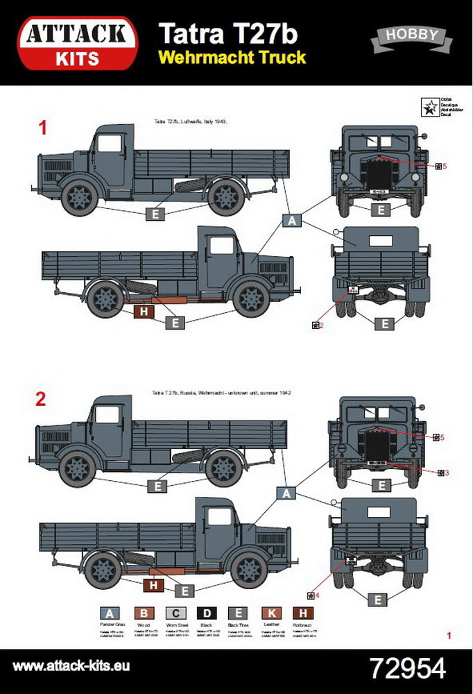 Attack Kits 72954 1:72 Tatra T27b Wehrmacht & Luftwaffe