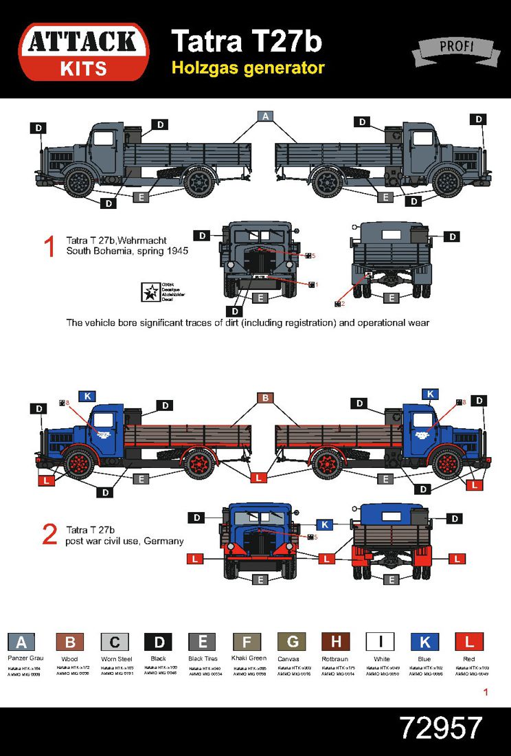 Attack Kits 72957 1:72 Tatra T27b Holzgas Generator