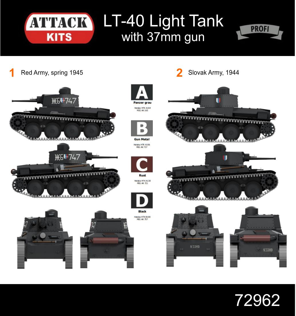 Attack Kits 72962 1:72 LT-40 Light Tank w.37mm gun Profi Line