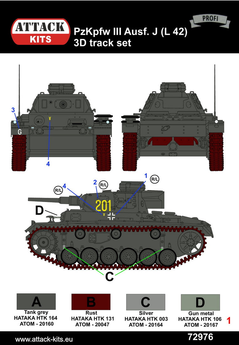 Attack Kits 72976 1:72 Pz.Kpfw.III Ausf.J (L/42)