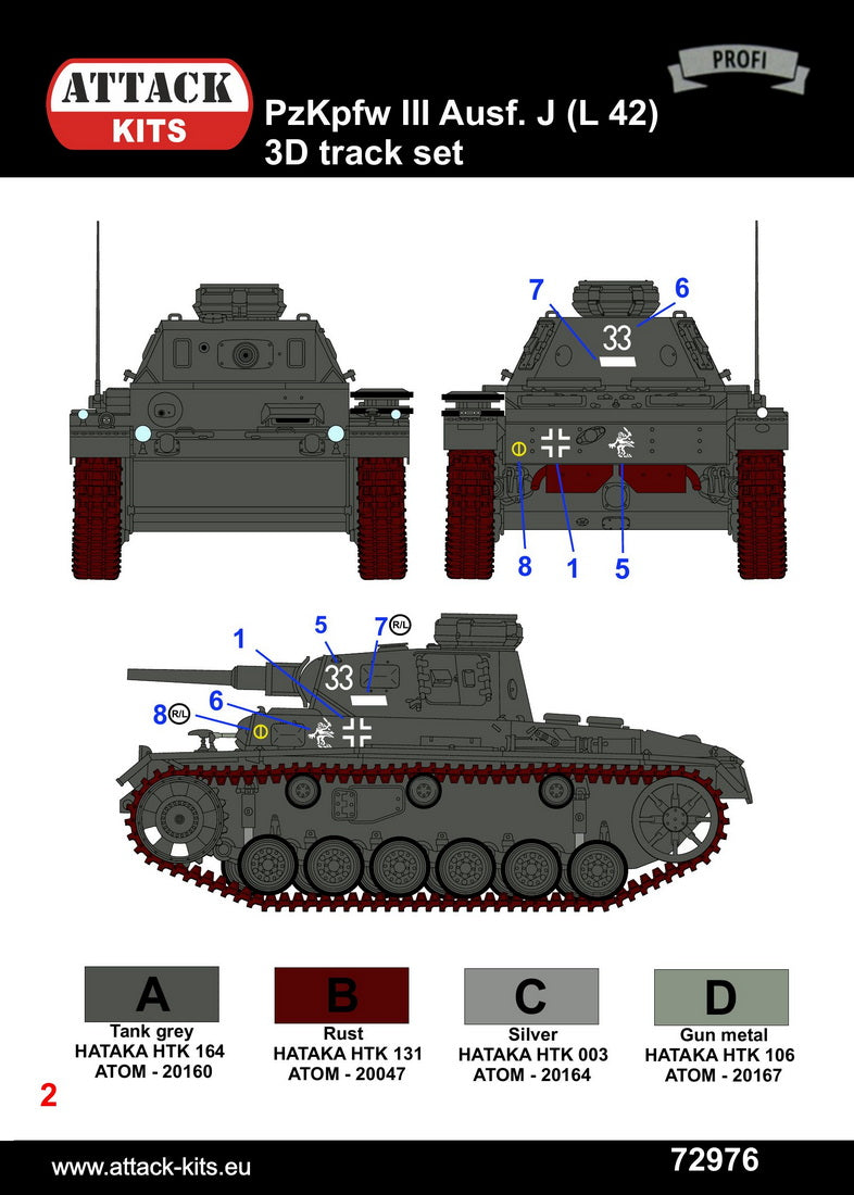 Attack Kits 72976 1:72 Pz.Kpfw.III Ausf.J (L/42)