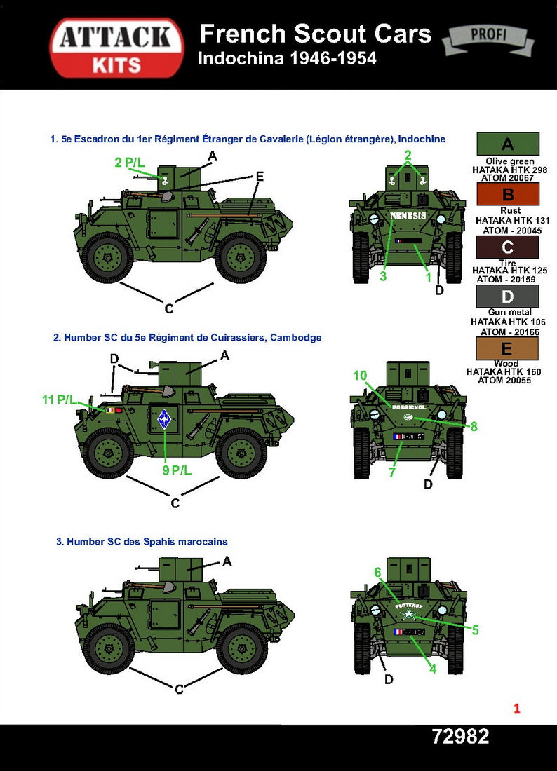 Attack Kits 72982 1:72 French Scout Car - Indochina 1946-54 3D print: wheels, turret, French guns