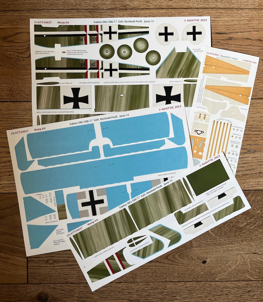 Aviattic ATT24037 1:24 (Meng) Fokker DR.I 588/17 Gefr. Reinhold Preis Jasta 14