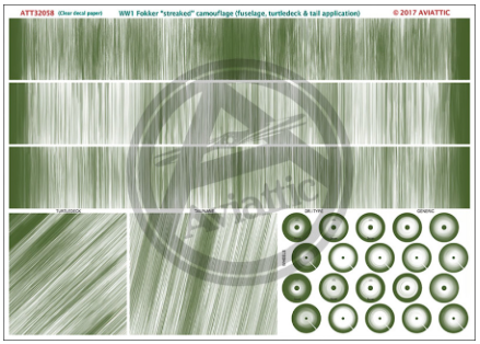 Aviattic ATT32058 1:32 WWI Fokker 'Streaked' camouflage (fuselage and tail application) (printed on clear decal paper)