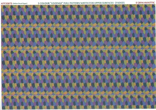 Aviattic ATT32073 1:32 5 colour lozenge full pattern width for upper surfaces (faded) (printed on white decal paper)