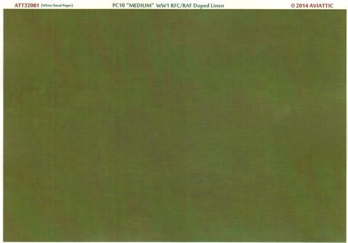 Aviattic ATT32081 1:32 PC10 medium WWI RFC/RAF doped linen (printed on white decal paper)