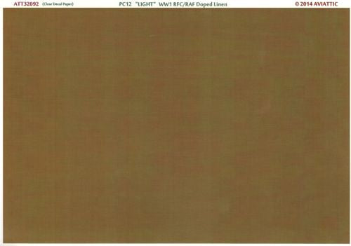 Aviattic ATT32092 1:32 PC12 light WWI RFC/RAF doped linen (printed on clear decal paper)