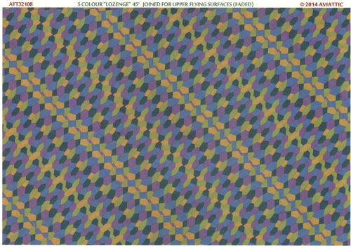Aviattic ATT32108 1:32 5 colour 'lozenge' 45 degrees joined for upper flying surfaces (faded)