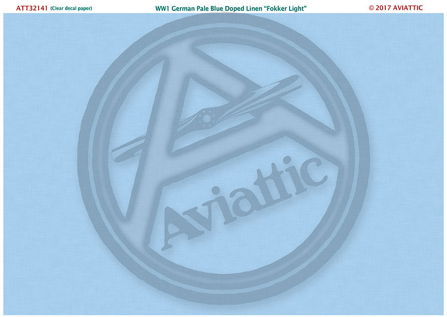 Aviattic ATT32141 1:32 WWI German pale blue doped linen 'Fokker Light' (Clear decal paper)