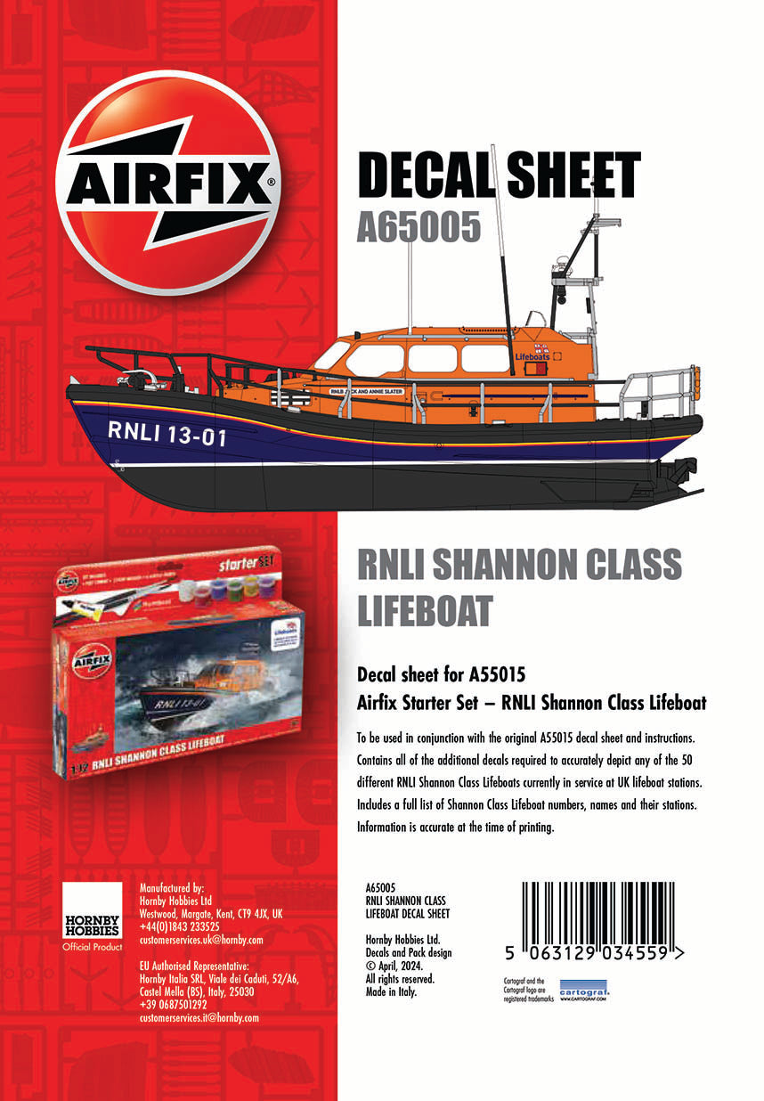 Airfix A65005 1:72 RNLI Shannon Class Lifeboat - Decal Sheet