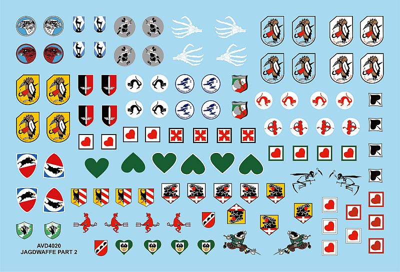 Avalon 4020 1:48 Luftwaffe Fighter Unit Emblems ' Jagdwaffe Pt.2