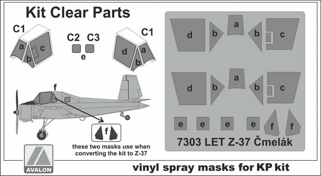 Avalon 7303 1:72 LET Z-37 Cmelak (Humblebee) Canopy Mask