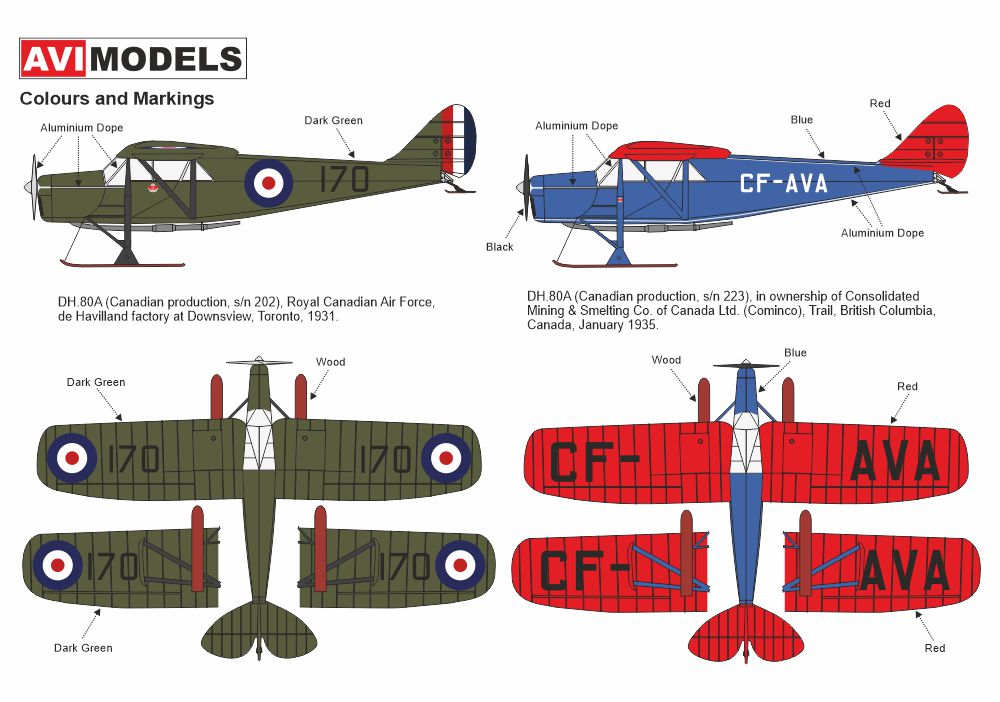 AVI Models AVI72017 1:72 de Havilland DH-80A Puss Moth 'On Skis'