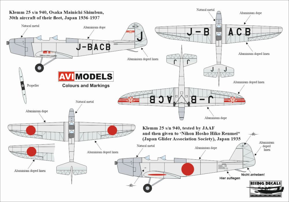 AVI Models AVI72027 1:72 Klemm Kl-25d VII 'Over Japan'