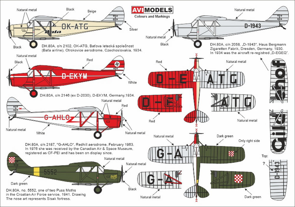 AVI Models 72-011 1:72 de Havilland DH-80A Puss Moth 'Over Europe'