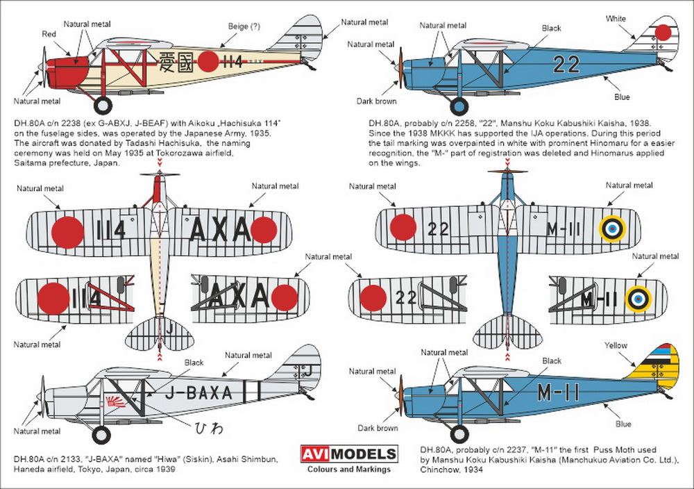 AVI Models 72-013 1:72 de Havilland DH-80A Puss Moth 'Over Asia'