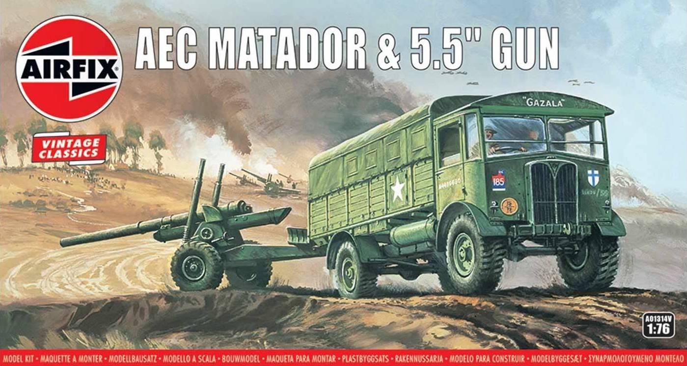 Airfix A01314V 1:76 AEC Matador Lorry and 5.5' Gun Vintage Classic Series