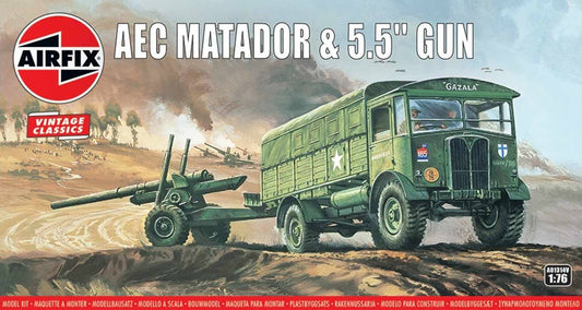 Airfix A01314V 1:76 AEC Matador Lorry and 5.5' Gun Vintage Classic Series