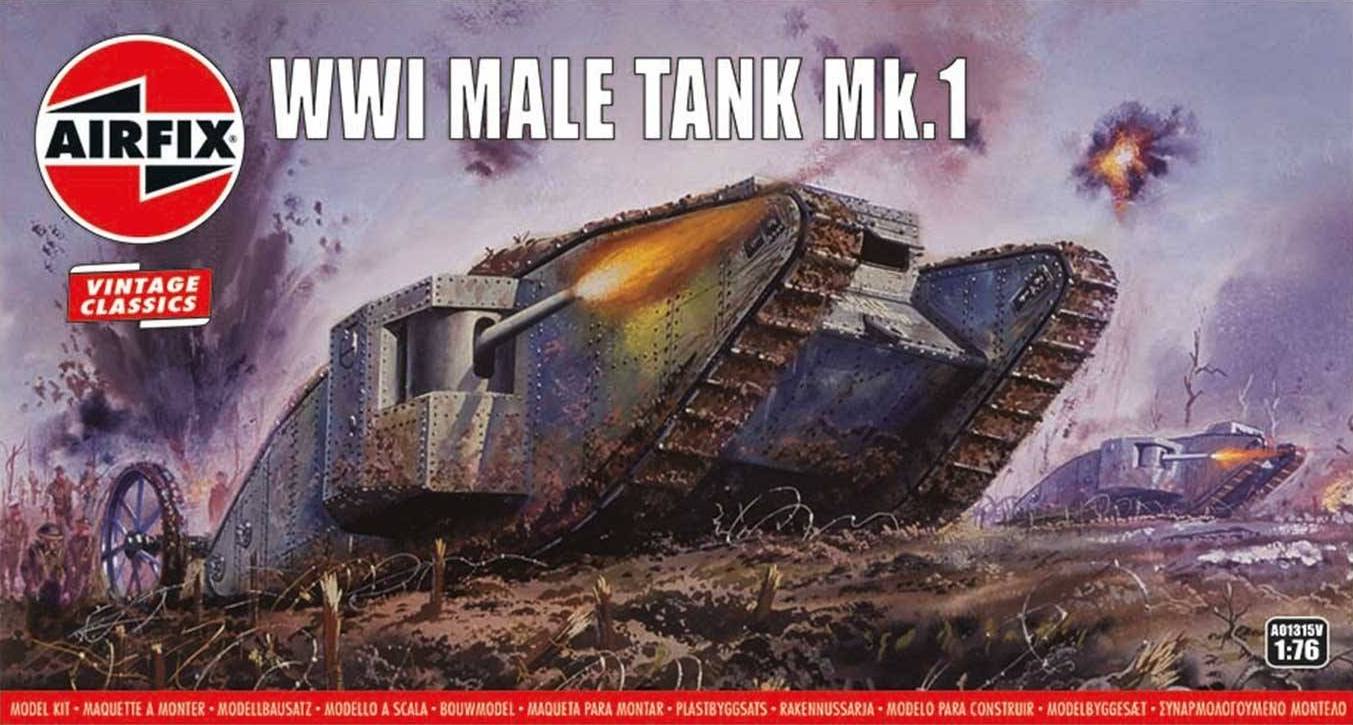 Airfix A01315V 1:76 WWI British 'Male' Tank Mk.I Vintage Classic Series