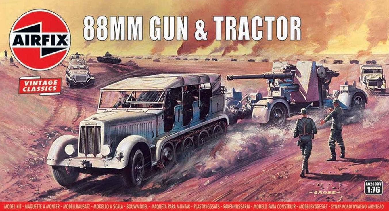 Airfix A02303V 1:76 German 88mm Gun and Tractor Vintage Classic Series