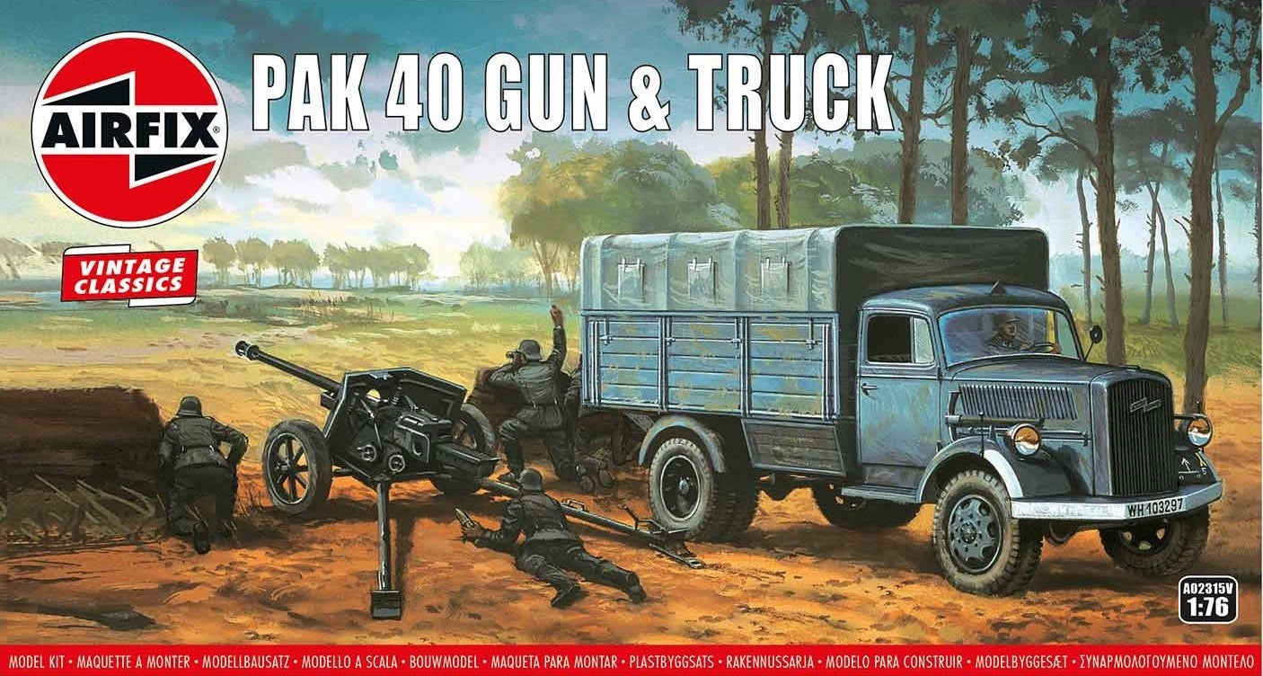 Airfix A02315V 1:76 Opel Blitz Lorry and PAK 40 Field Gun Vintage Classic Series