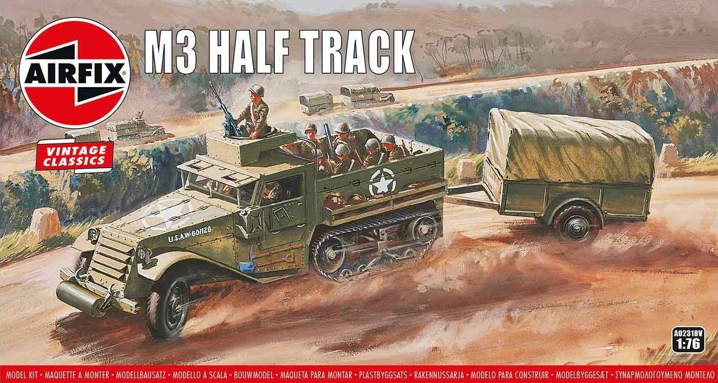 Airfix A02318V 1:76 M3A1 White Half Track Personnel Carrier & 1ton Trailer Vintage Classic Series