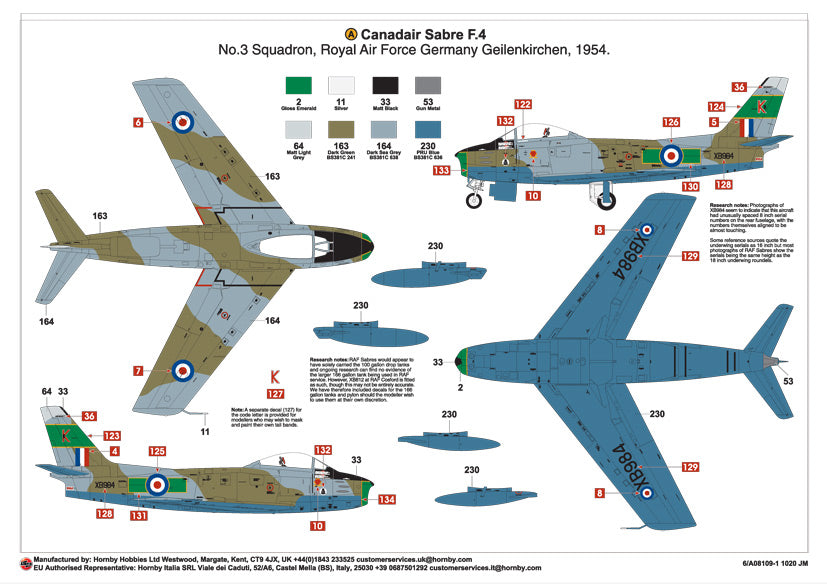 Airfix A08109 1:48 Canadair Sabre F.4 RAF